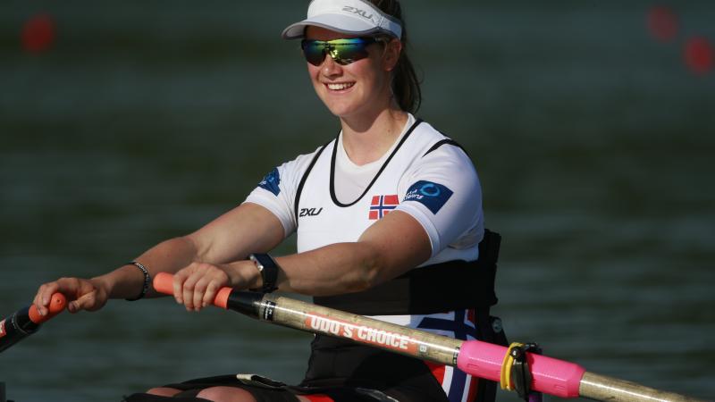 Norway's Birgit Skarstein, AS Women's Single Sculls heat, 2015 World Rowing Cup II Varese, Italy