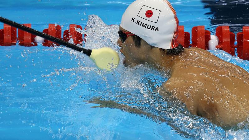 Keiichi Kimura of Japan swims the Men's 100m Breaststroke SB11 final during the Paralympic Swimming Tournament