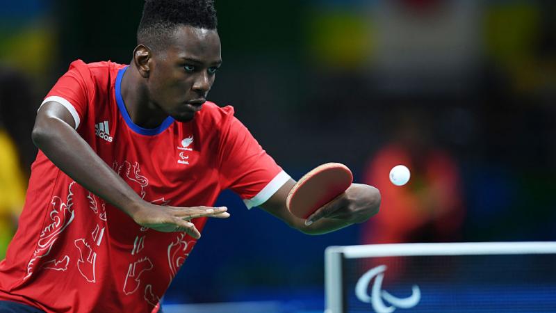 Ashley Facey Thompson of Great Britain competes in the Men's singles Table Tennis - Class 9 at the Rio 2016 Paralympic Games. 