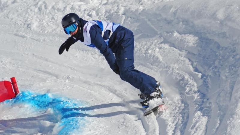 Japan’s Gurimu Narita competes at the 2017 World Para Snowboard Championships in Big White, Canada.