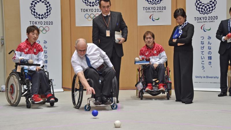 people playing boccia