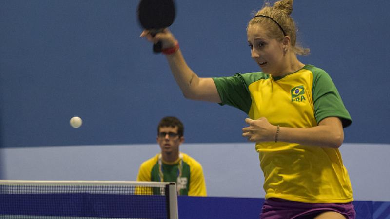 Brazilian table tennis player Danielle Rauen in action at the Sao Paulo 2017 Youth Parapan American Games.