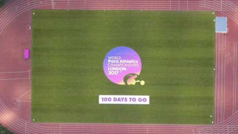 An aerial shot of the London 2017 logo to mark 100 days to go until July's World Para Athletics Championships.