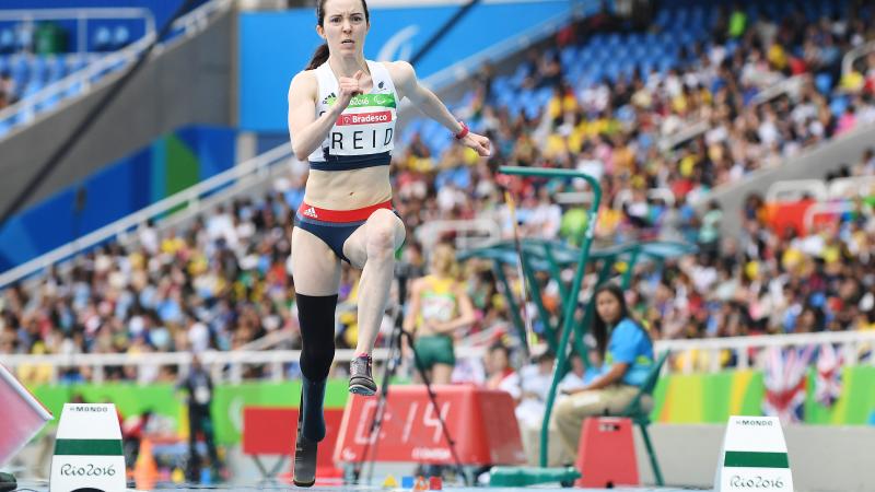Great Briatin's Stef Reid in action in the women's long jump T44 at Rio 2016.