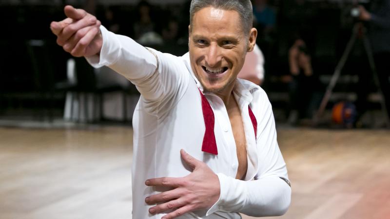 male wheelchair dancer poses for camera