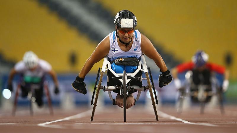 a wheelchair rcaer on the track