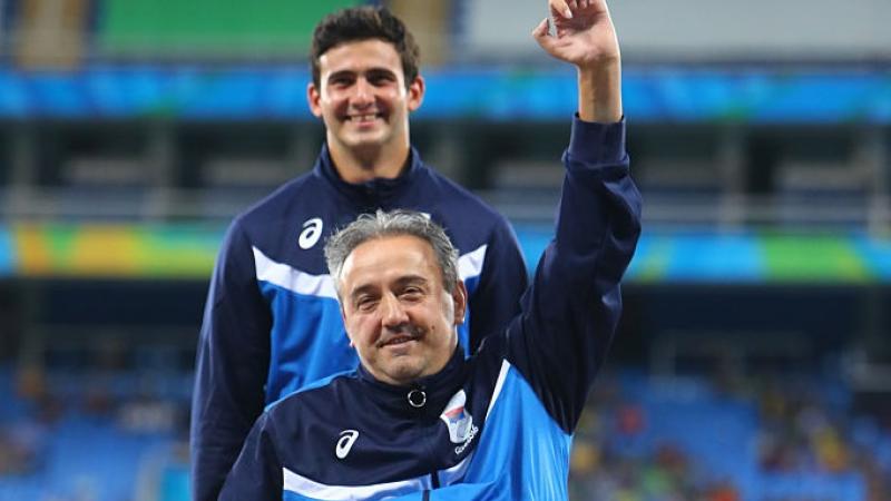 Serbia’s Zeljko Dimitrijevic F51 club Rio 2016 A bluc thrower celebrates winning gold