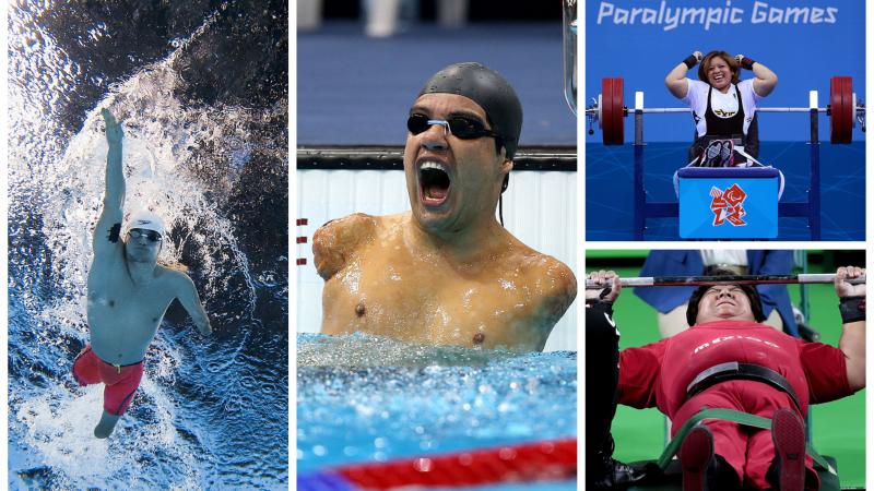 two para swimmers and two para powerlifters compete in their sports