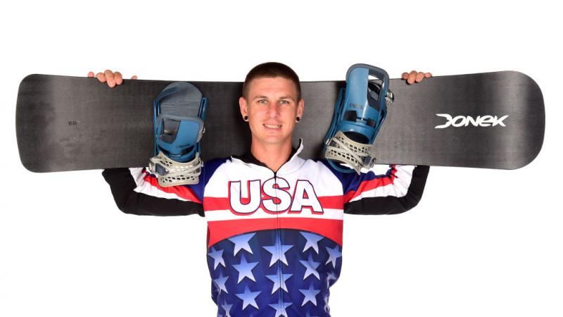 Evan Strong a male Para snowboarder