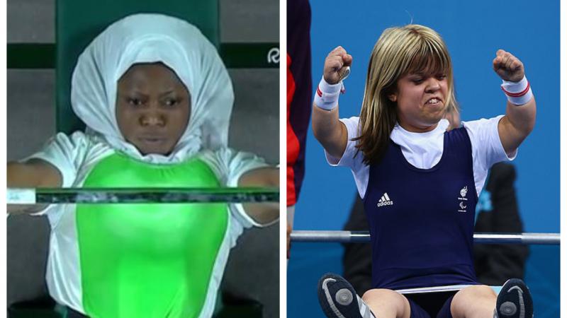 two female Powerlifters on the bench