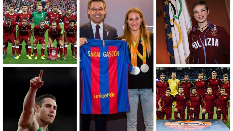 a group of Para ahtletes and their favourite football teams