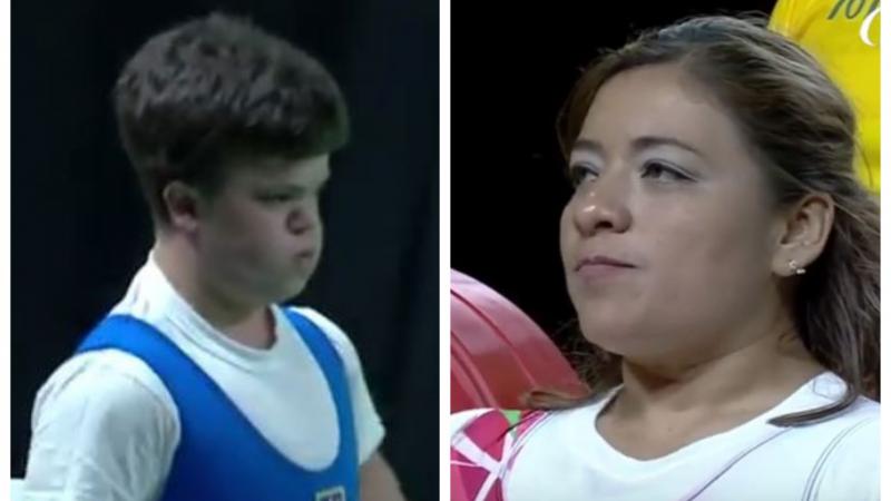 two female powerlifters prepare to lift