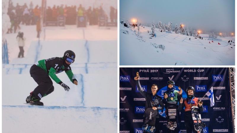 snowboarders competing on the slopes