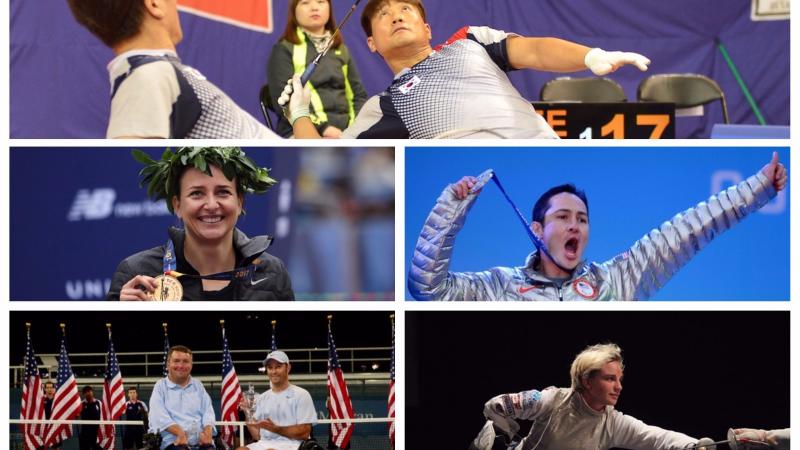 Picture collage of five athletes