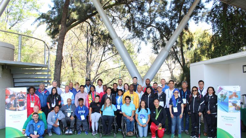 Participants of the Agitos Foundation Training Camp Mexico 2017 camp pose for a group picture