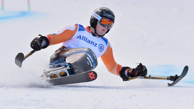 a male Para sit skier on the slopes