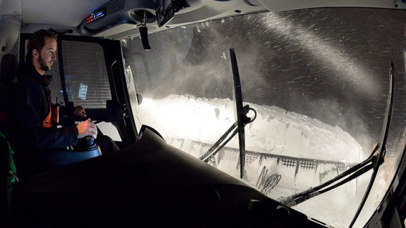 Photo from inside a snow plow 