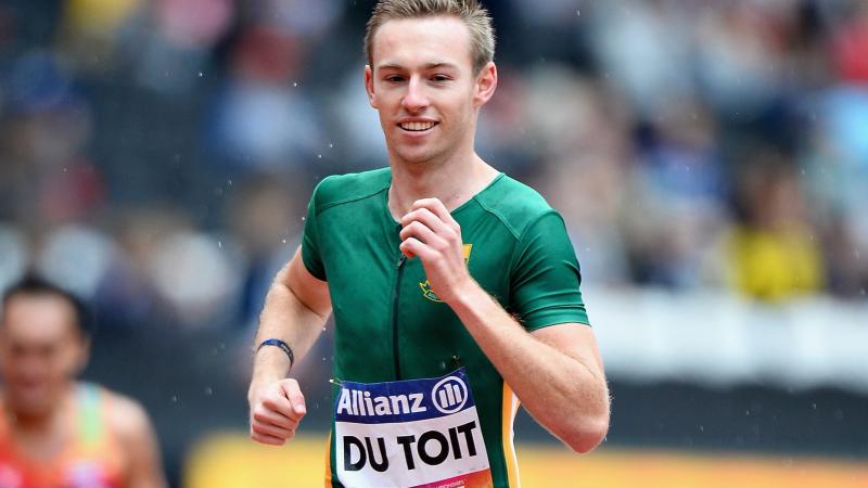Charl Du Toit of South Africa competes in round one heat two of the Mens 400m T37 at the London 2017 World Para Athletics Championships. 