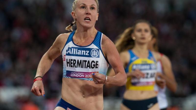 Georgina Hermitage of Great Britain competes at the London 2017 World Para Athletics Championships.