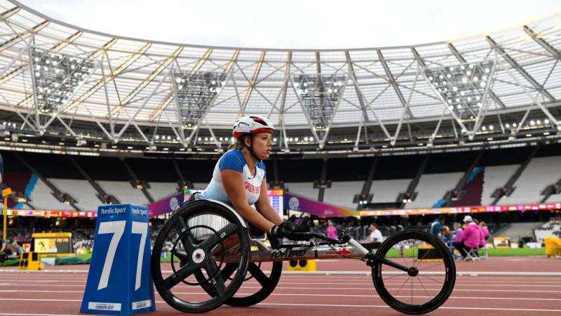 Hannah Cockroft of Great Britain Hannah Cockroft of Great Britain prepares to compete in the Women's 400m T34 at the London 2017 World Para Athletics Championships.