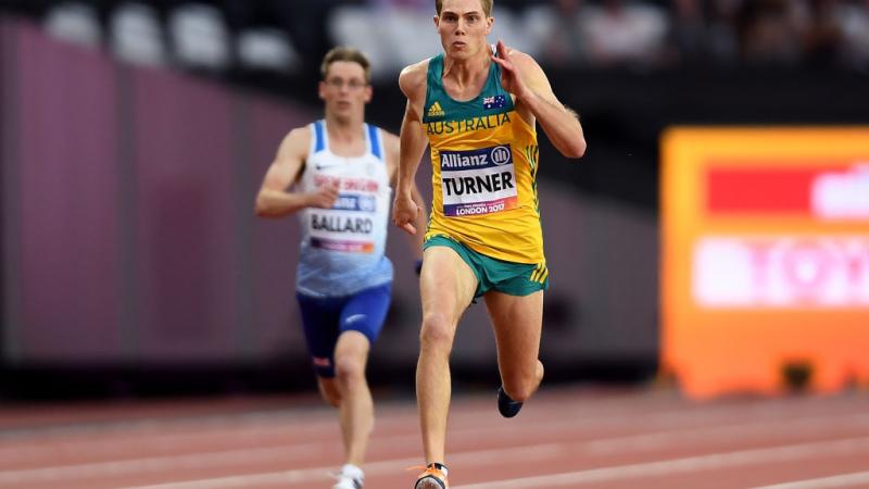 James Turner of Australia competes in the Men's 200m T36 Final at the London 2017 World Para Athletics Championships.