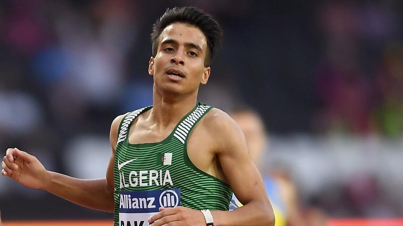 Abdellatif Baka of Algeria competes in the Men's 1500m T13 Final at the London 2017 World Para Athletics Championships.