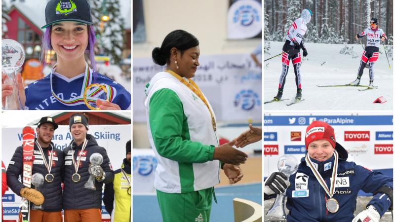 five Para athletes celebrating wins