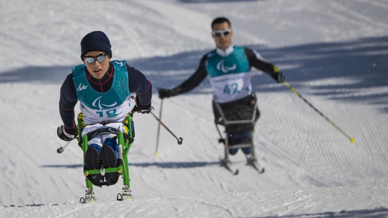 Brazilian Para Nordic skier Christian Ribera practices in PyeongChang ahead of the 2018 Winter Paralympics