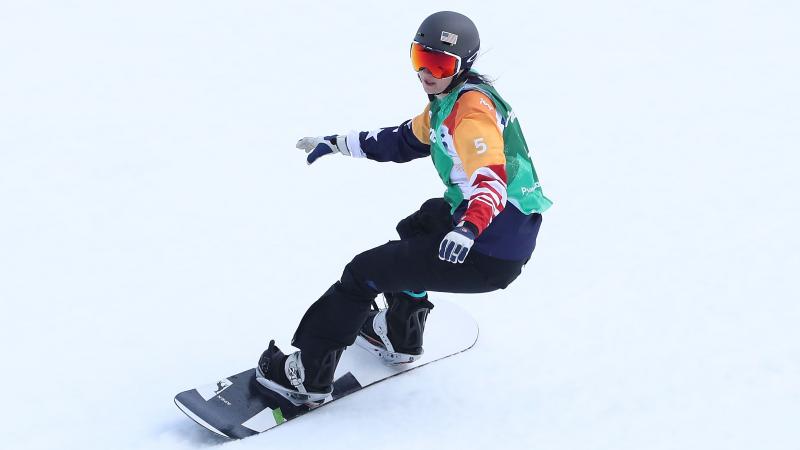 Athlete in snowboard competition
