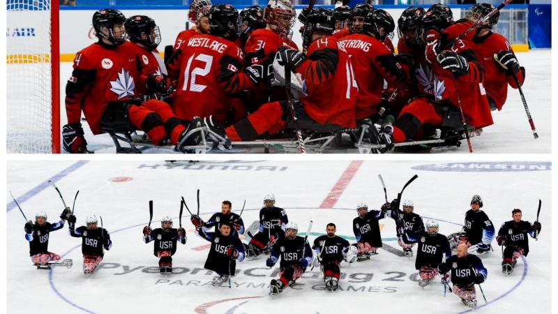 two Para ice hockey teams on the ice