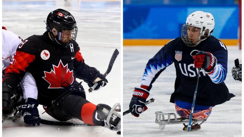 two Para ice hockey players