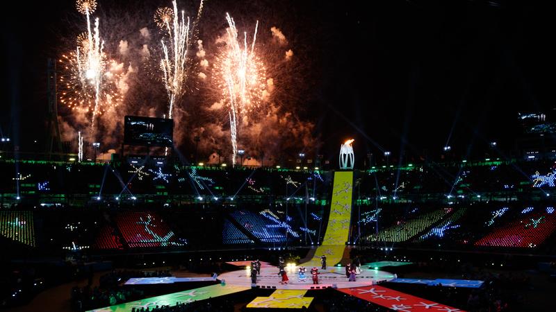 Fireworks over the stadium during Closing Ceremony