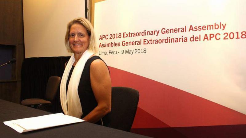 USA´s Julie O´Neill Dussliere after being appointed APC President