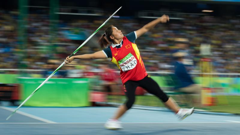 Athlete competing in javelin