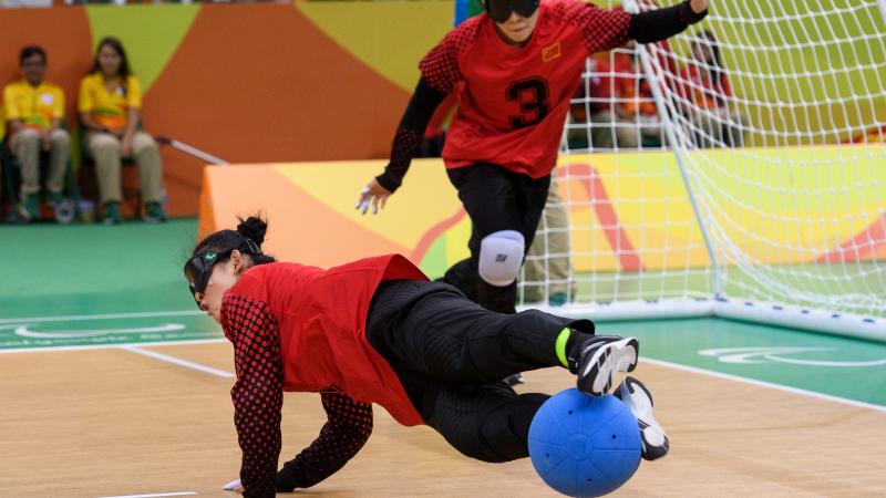 female goalball players in action