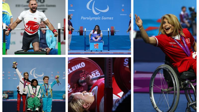 five powerlifters competing at the sport