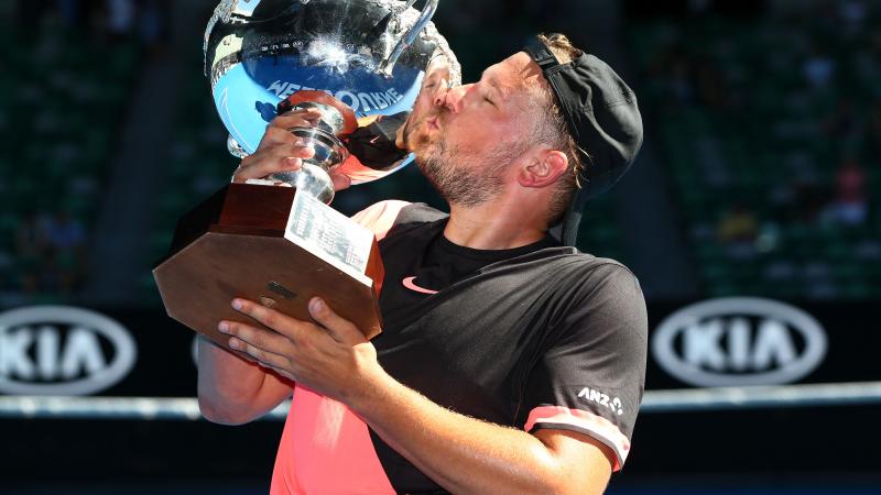 a male wheelchair tennis player