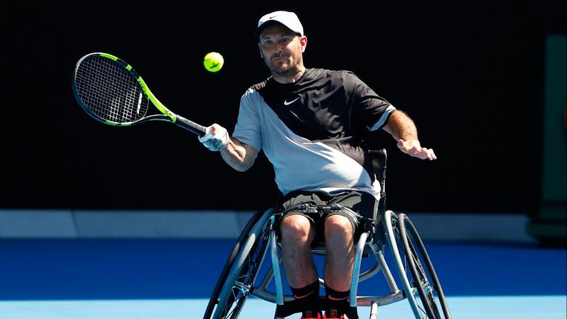 a male wheelchair tennis player