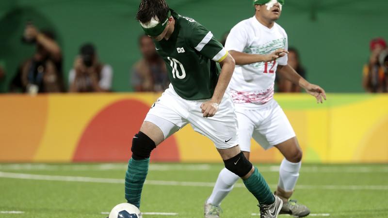 a male blind footballer