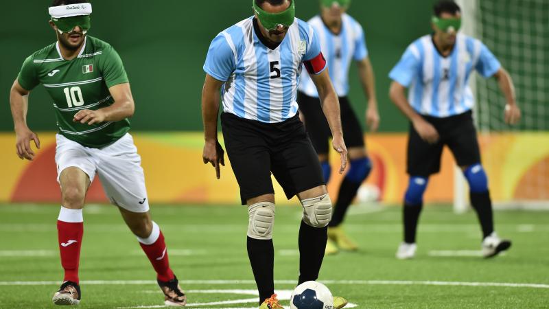 a male blind footballer