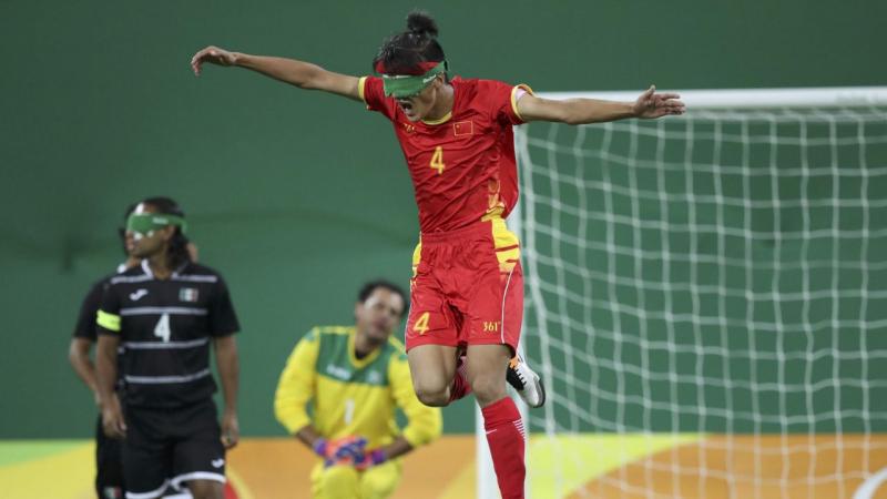 a male blind footballer