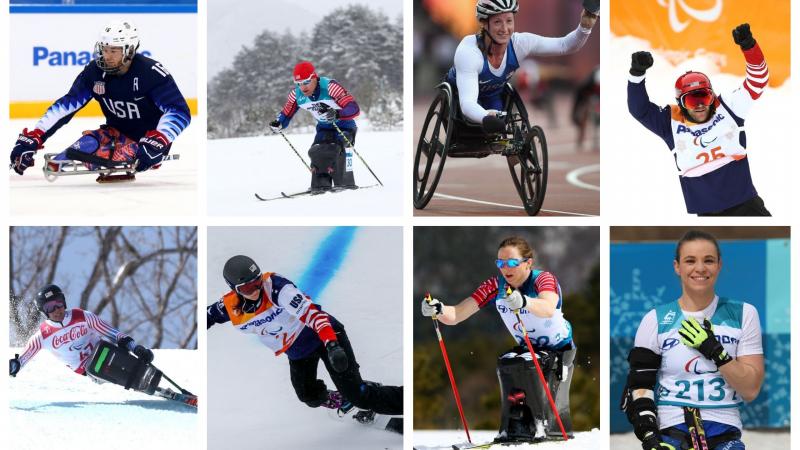 Photo collage of eight athletes