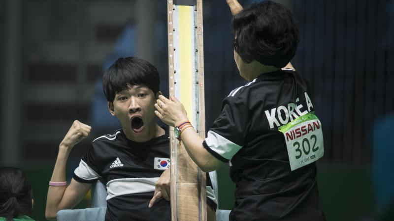 male boccia player Han Soo Kim 