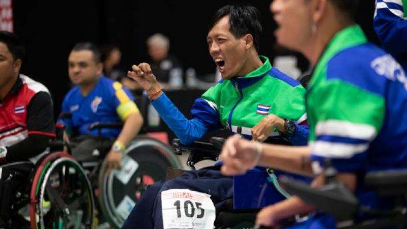 Thai boccia athlete celebrates 