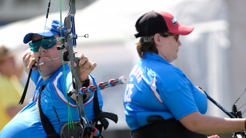 male Para archers David Drahoninsky and Sarka Musilova 