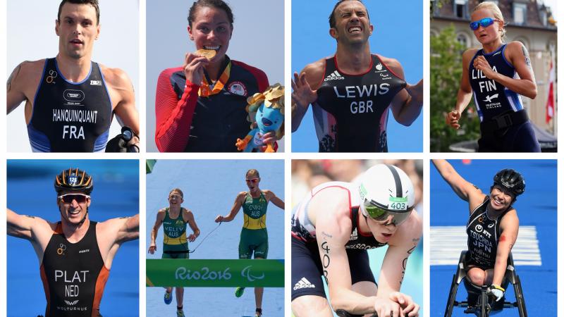 male and female Para triathletes competing in the sport 