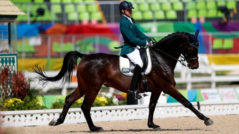 male Para equestrian rider Rodolpho Riskalla on a horse