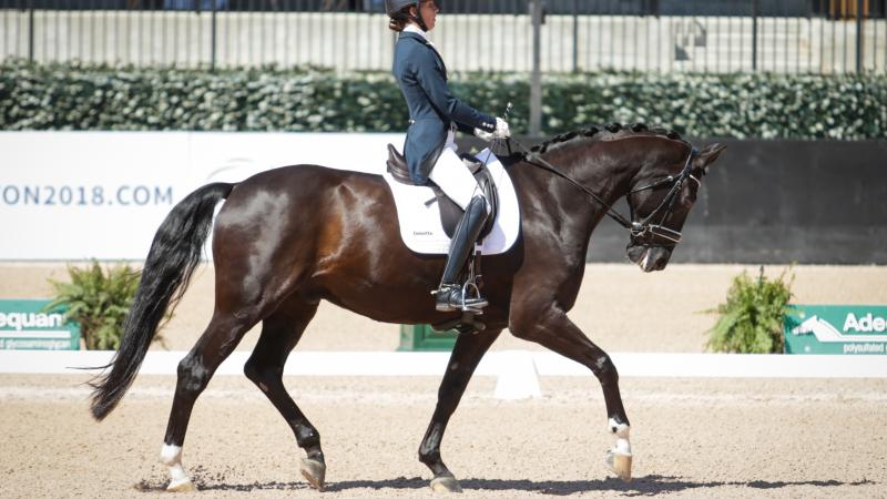 female Para equestrian rider Kate Shoemaker on her horse