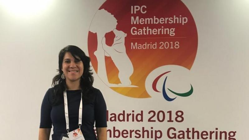 Wendolyn Ortega representing Puerto Rico at the IPC Membership Gathering