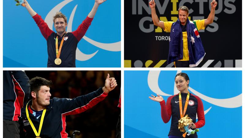 Para athletes Brad Snyder, Curtis McGrath, Dave Henson and Elizabeth Marks on the podium